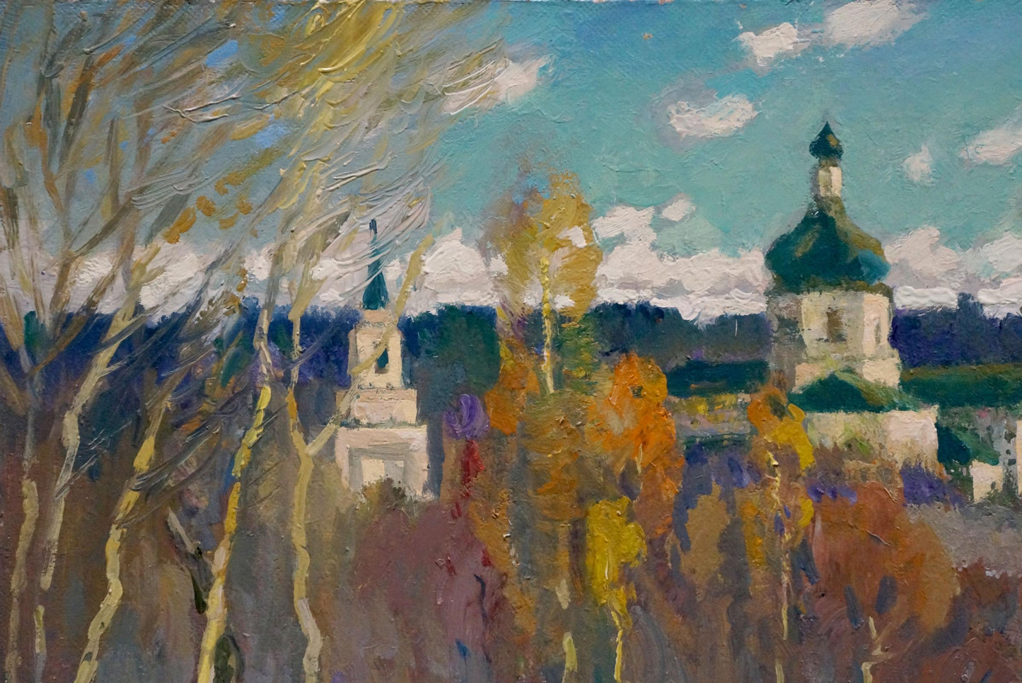 Oil painting Landscape with churches Minka Alexander Fedorovich