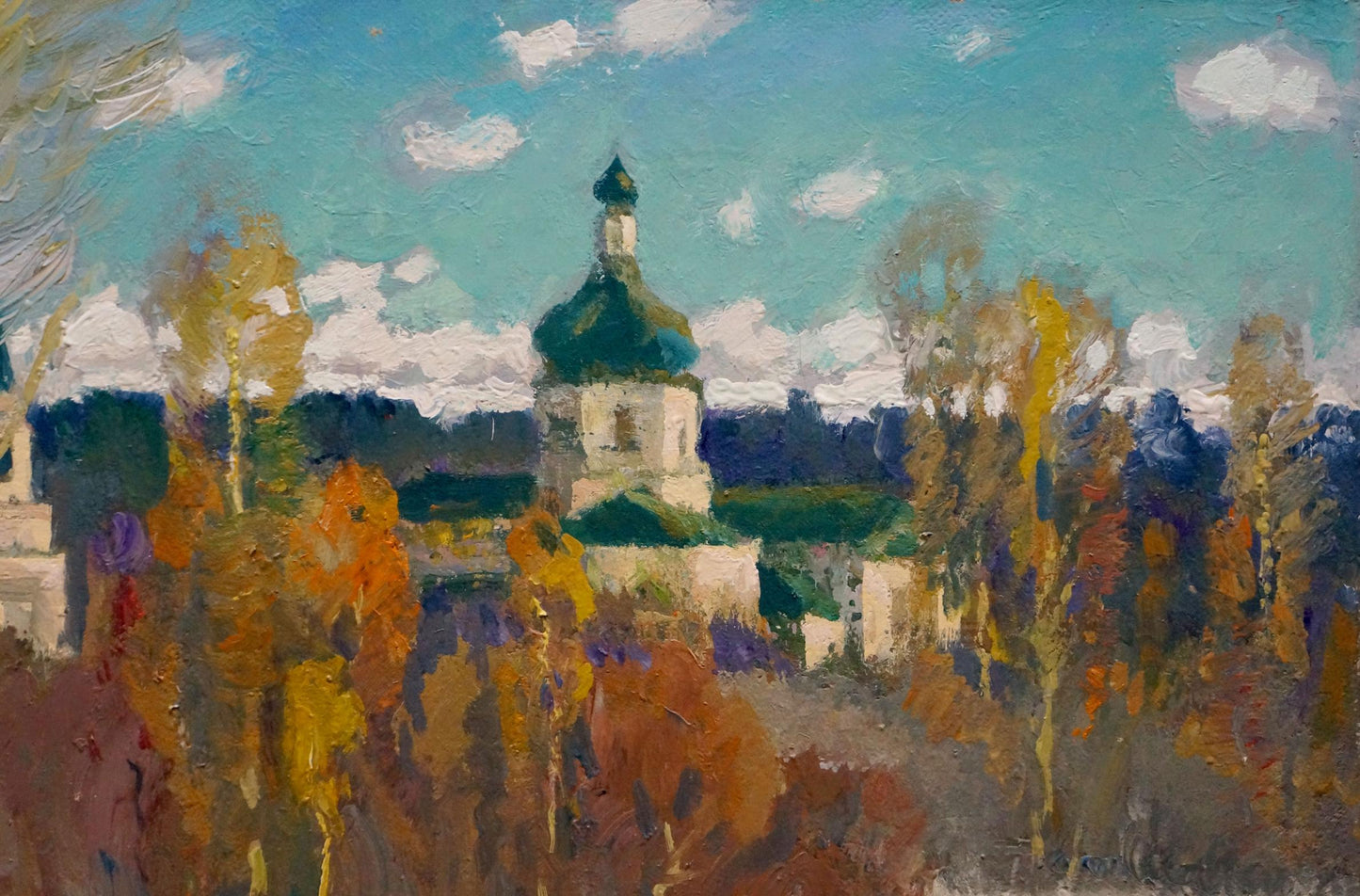 Oil painting Landscape with churches Minka Alexander Fedorovich