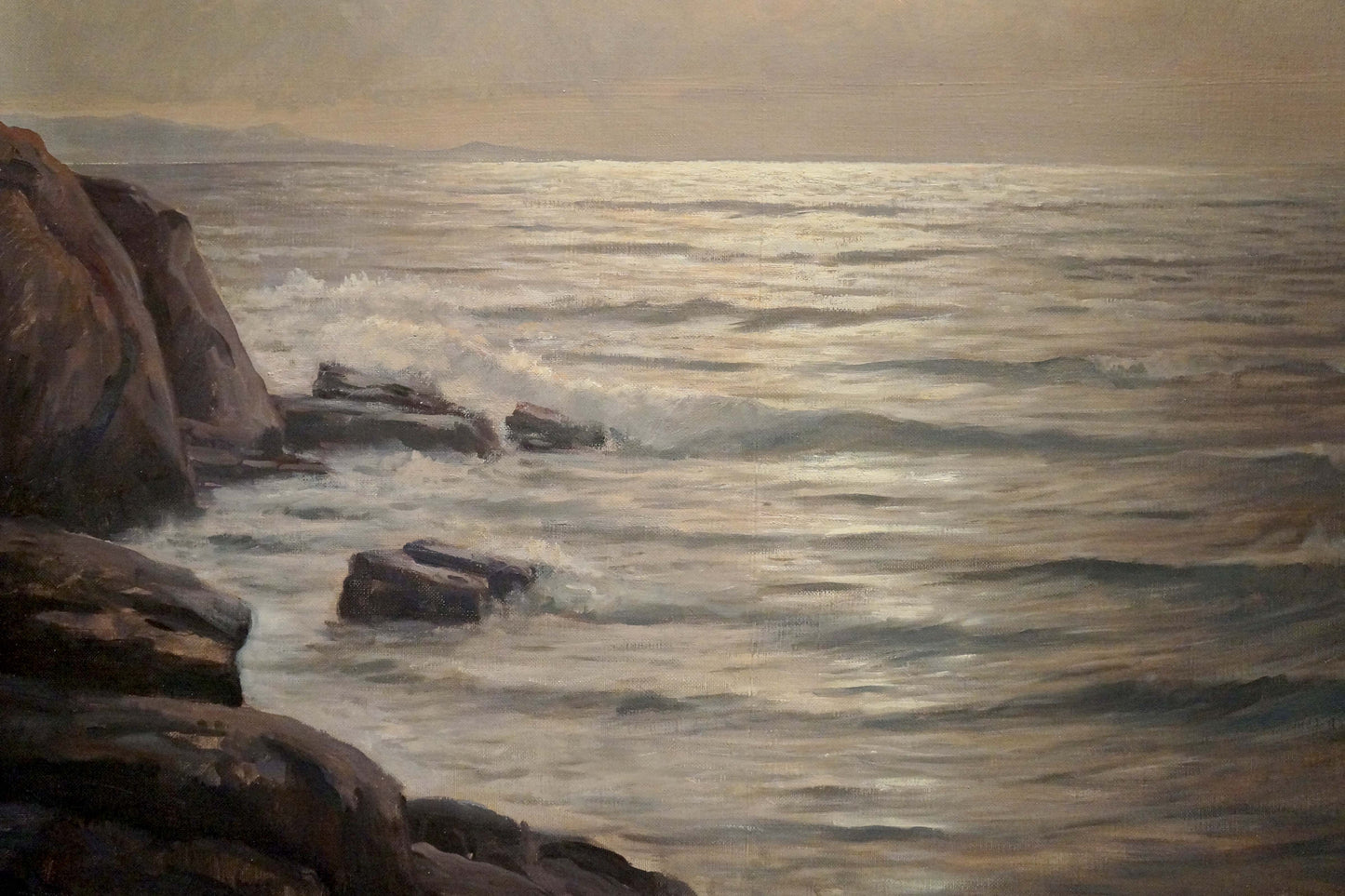 Oil painting Calm quiet waves