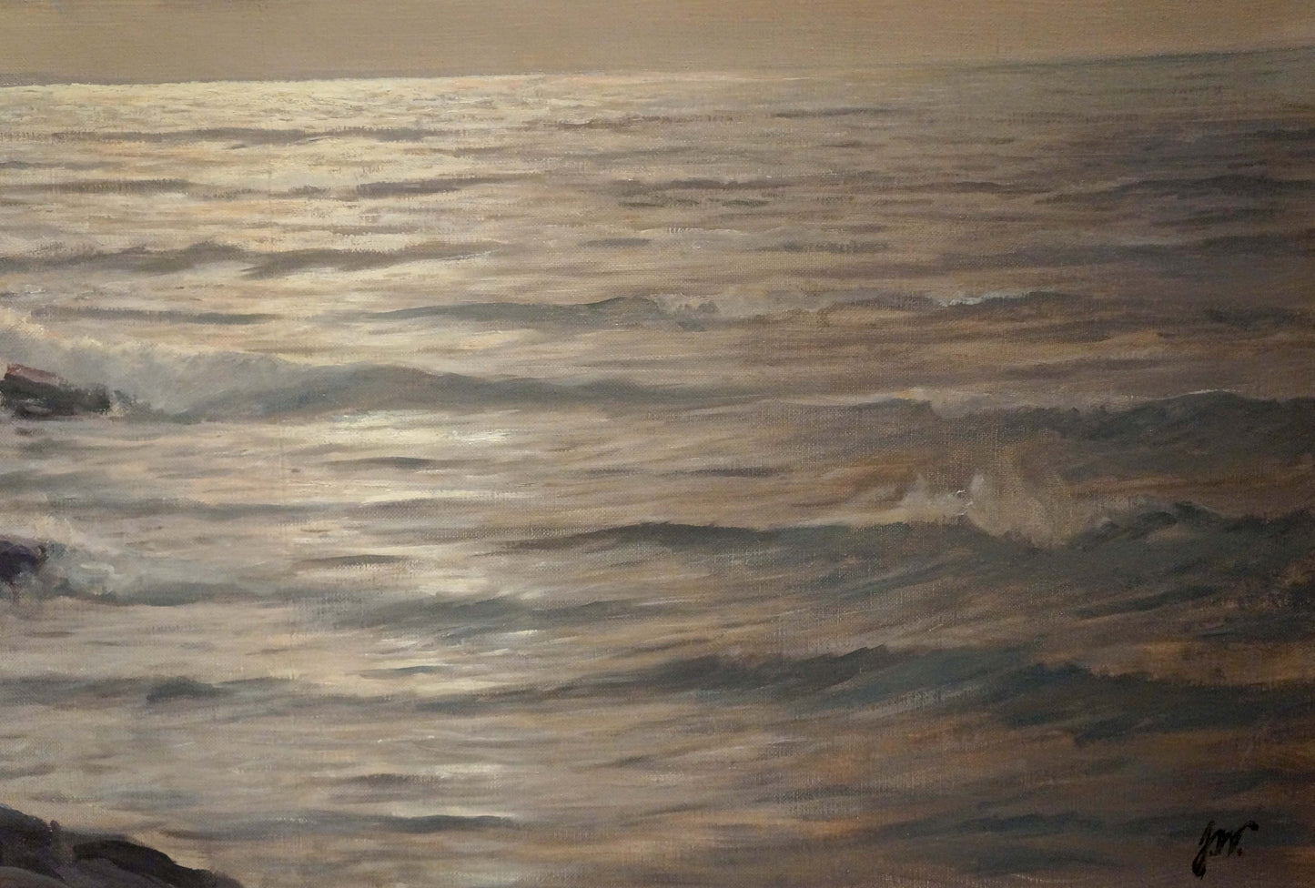 Oil painting Calm quiet waves