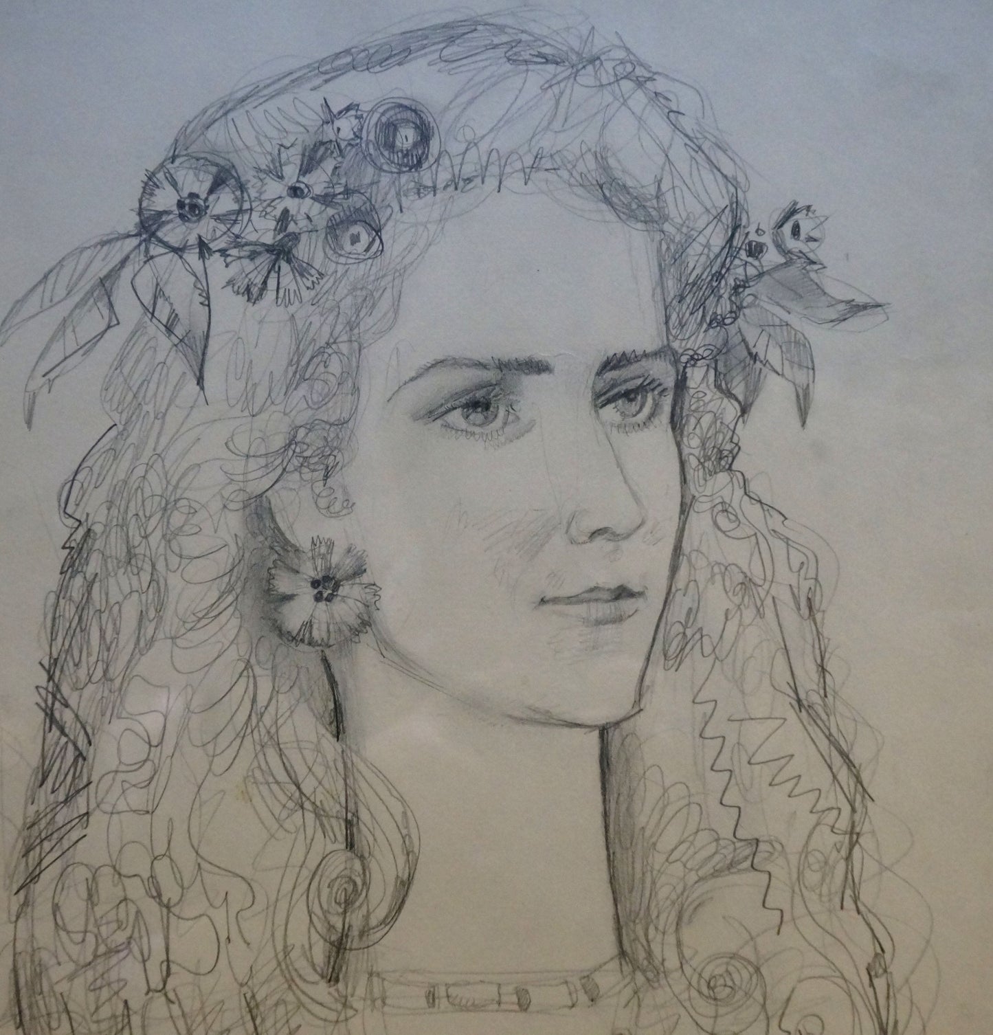 Pencil painting Portrait of a girl Zaretsky Victor Ivanovich