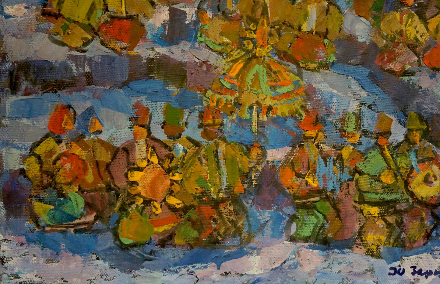 Oil painting Village gatherings Yuri Hertz