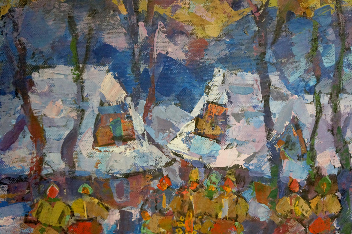Oil painting Village gatherings Yuri Hertz