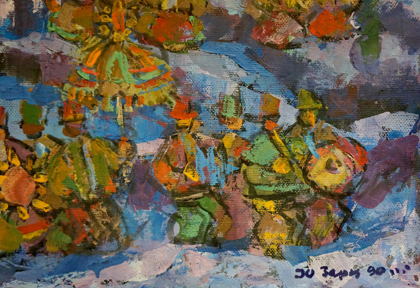 Oil painting Village gatherings Yuri Hertz