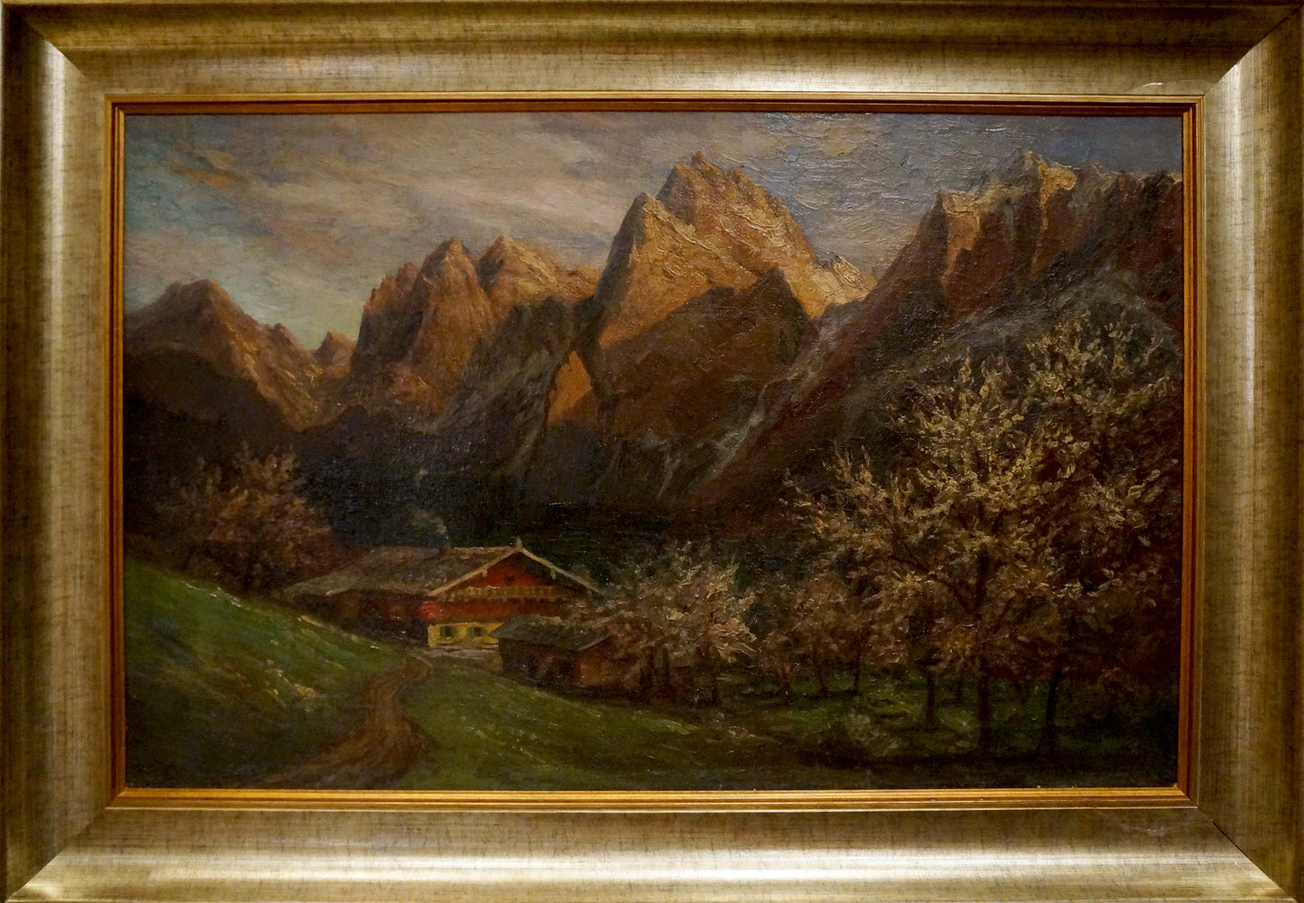 Oil painting House near the mountain European artist
