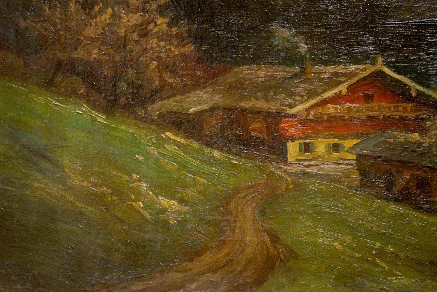 Oil painting House near the mountain European artist