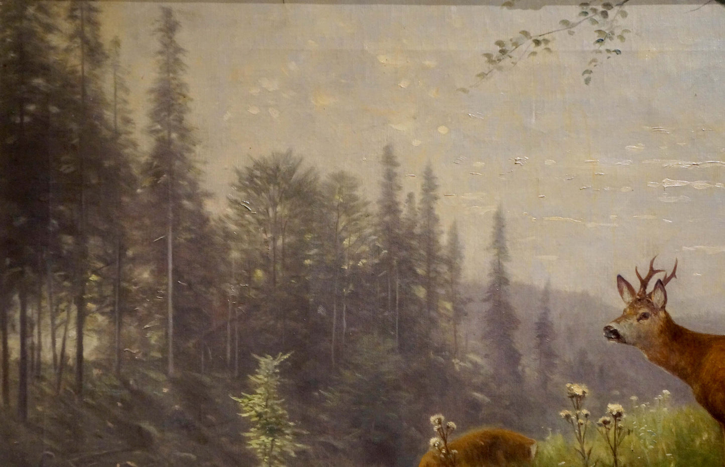 Oil painting Deer in the forest Louis Skell