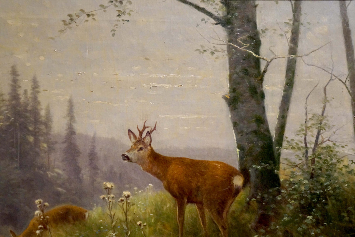 Oil painting Deer in the forest Louis Skell