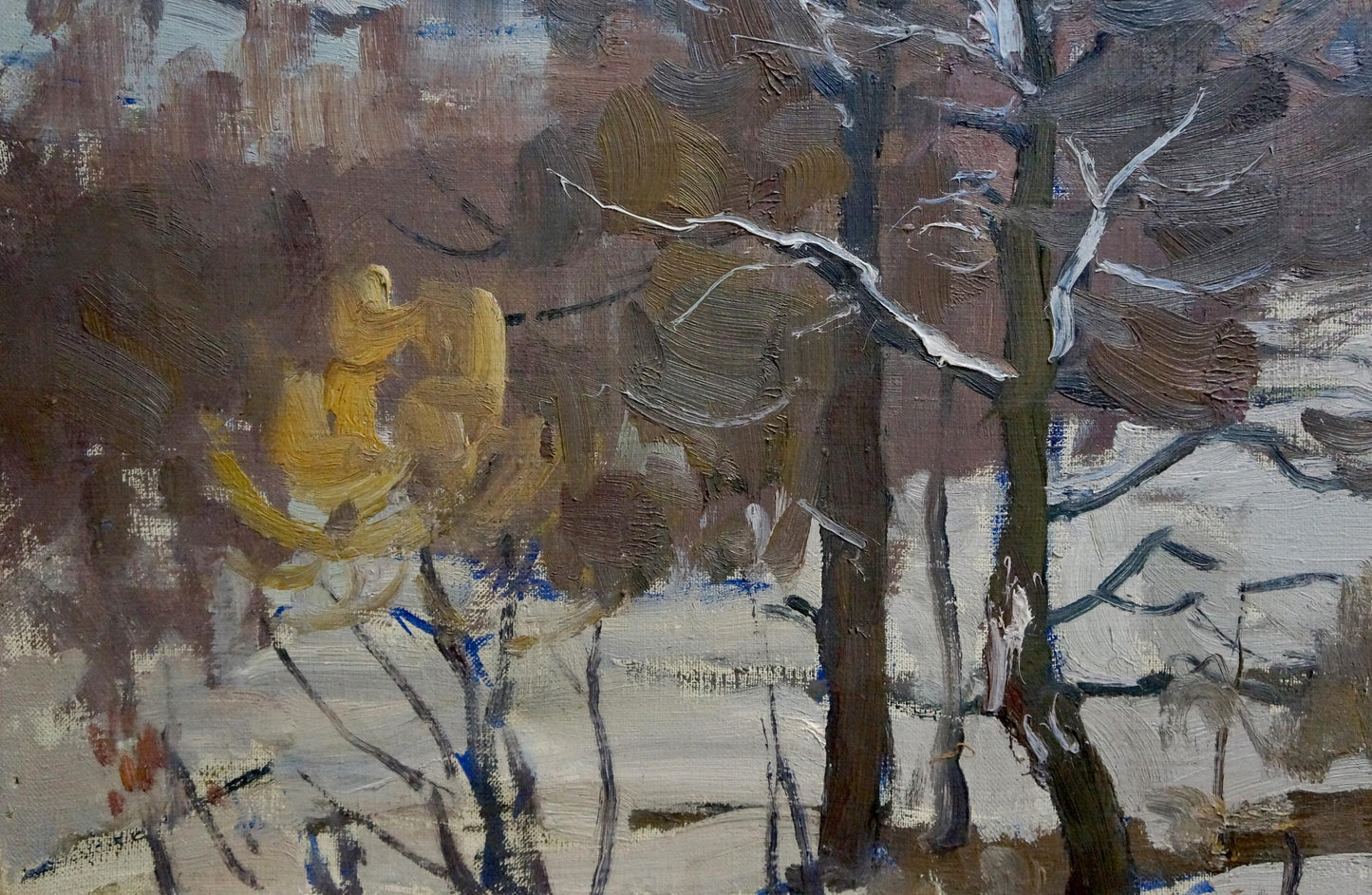 Oil painting Winter forest landscape Moses Gantman
