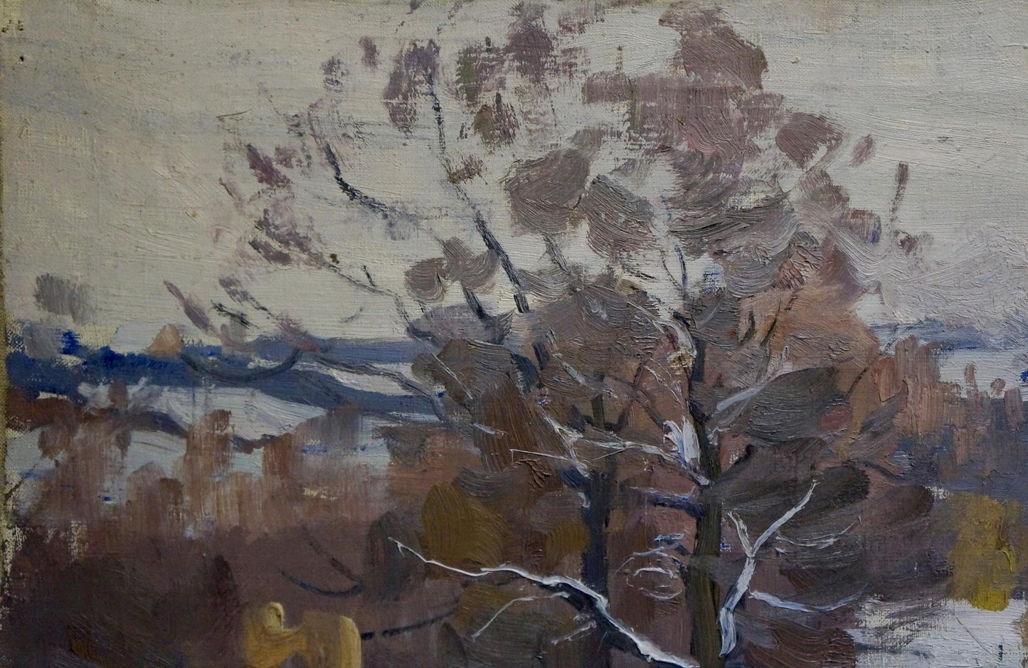 Oil painting Winter forest landscape Moses Gantman
