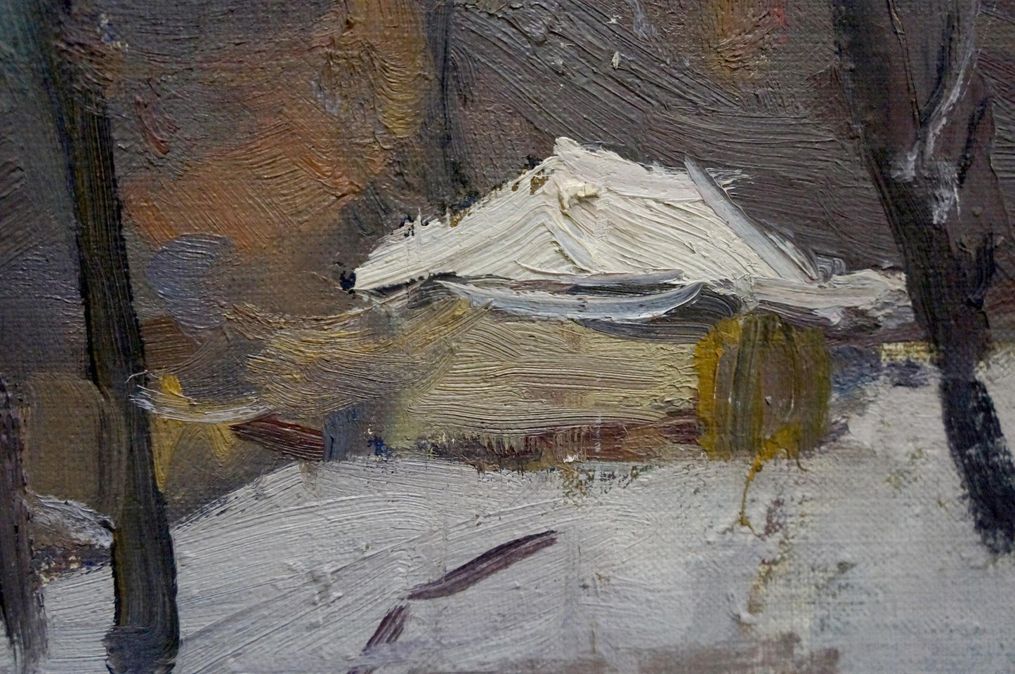 Oil painting Winter forest landscape Moses Gantman