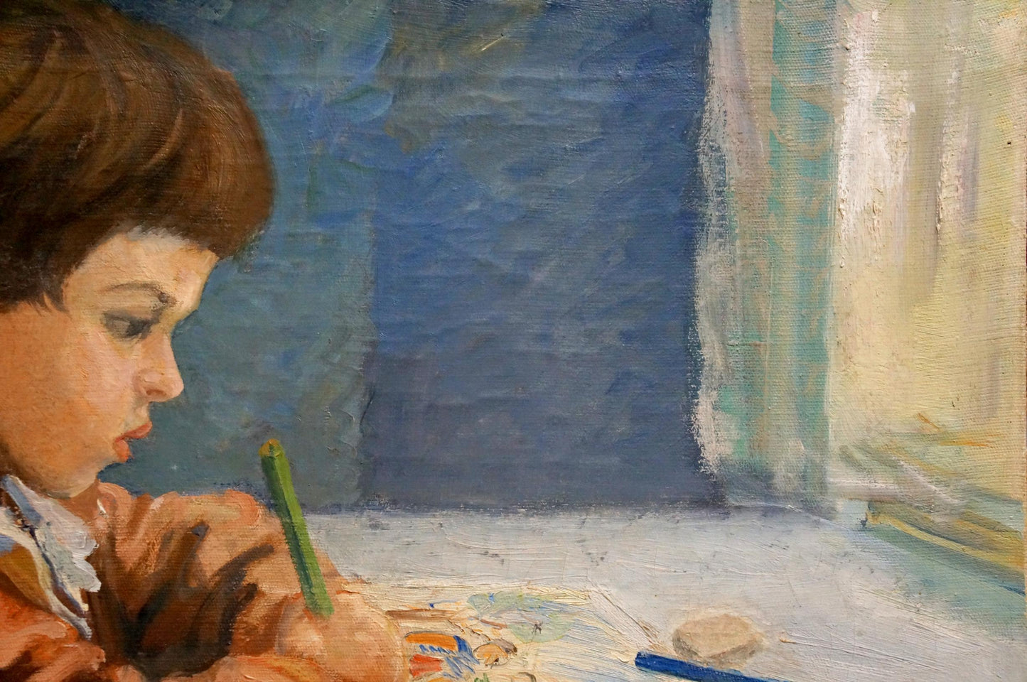 Oil painting Portrait of a schoolboy