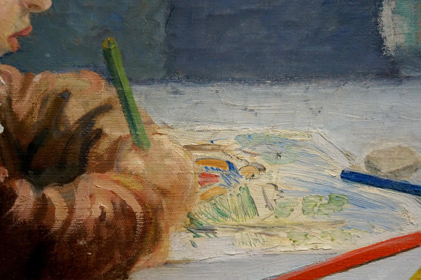 Oil painting Portrait of a schoolboy
