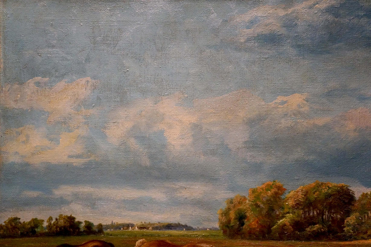 Oil painting Horses graze