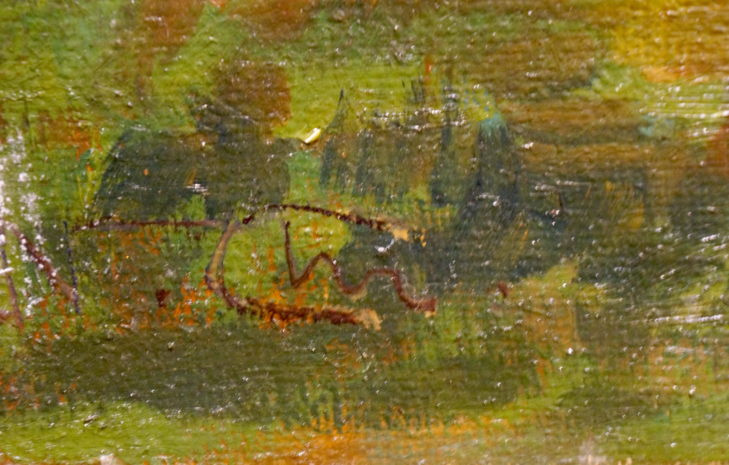 Oil painting Horses graze