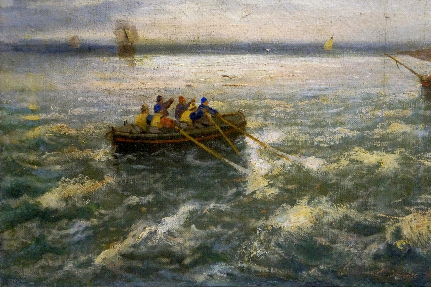 Oil painting Ship at sea