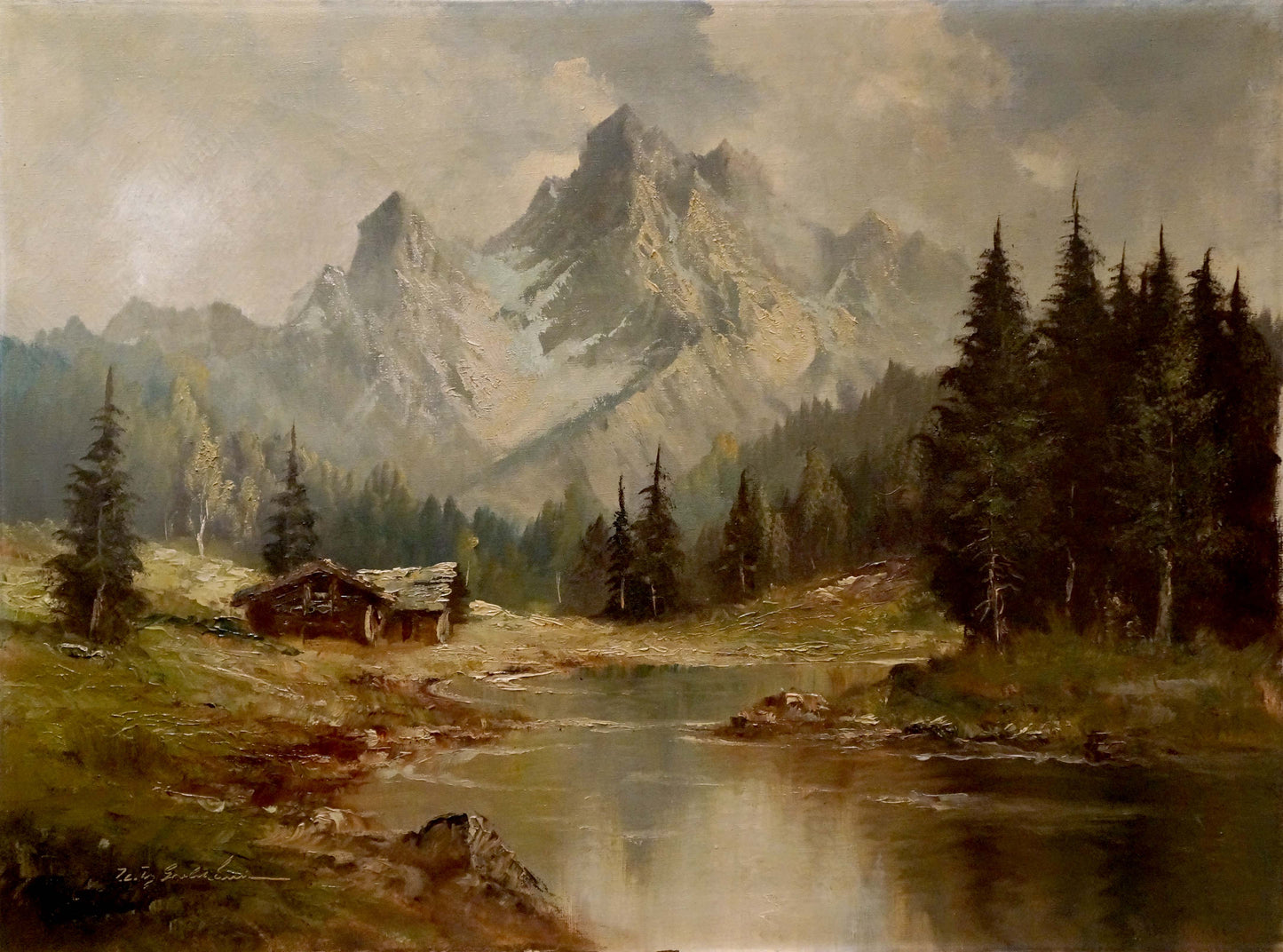 Oil painting House by the hill