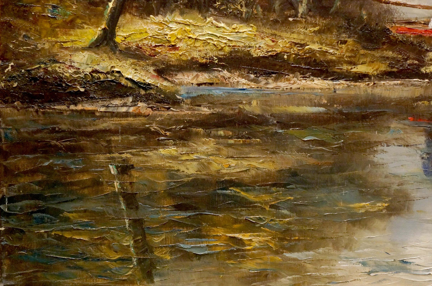 Oil painting Boat near the shore