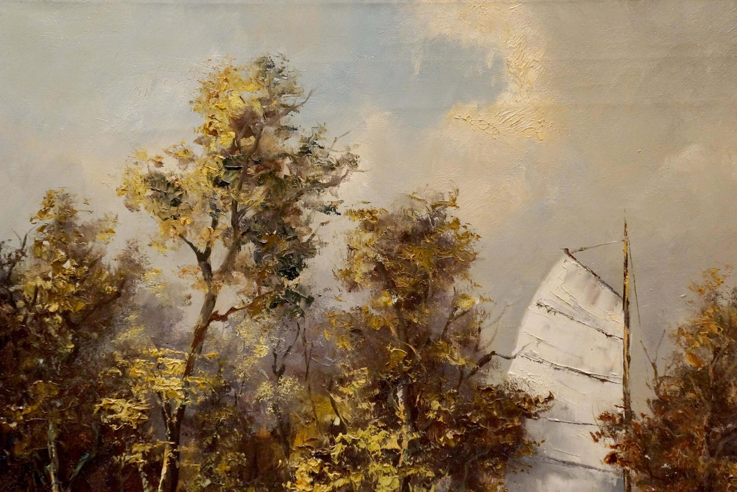 Oil painting Boat near the shore