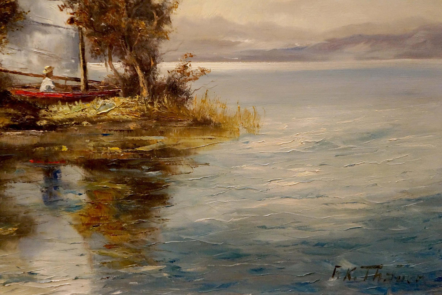 Oil painting Boat near the shore