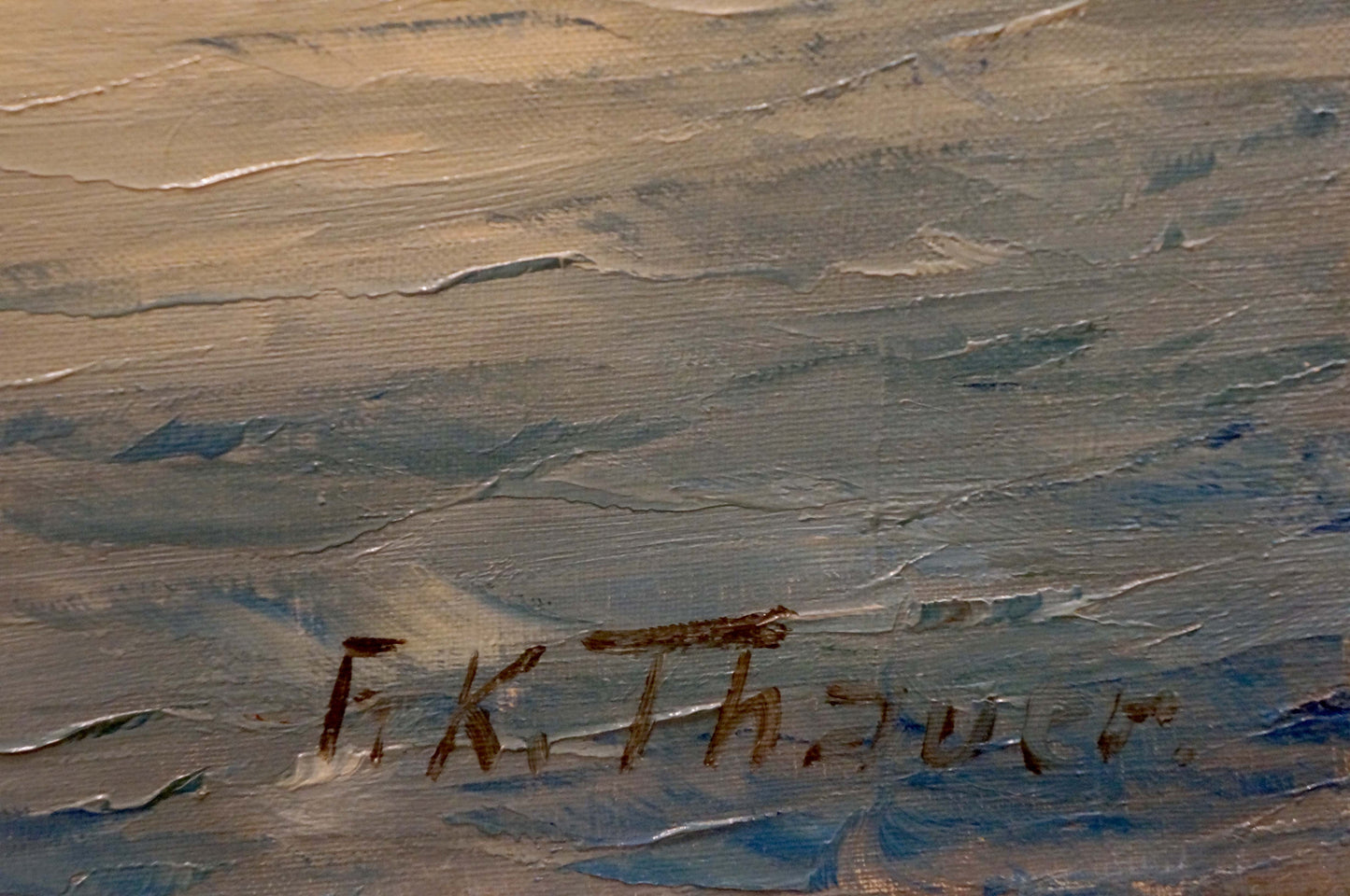 Oil painting Boat near the shore