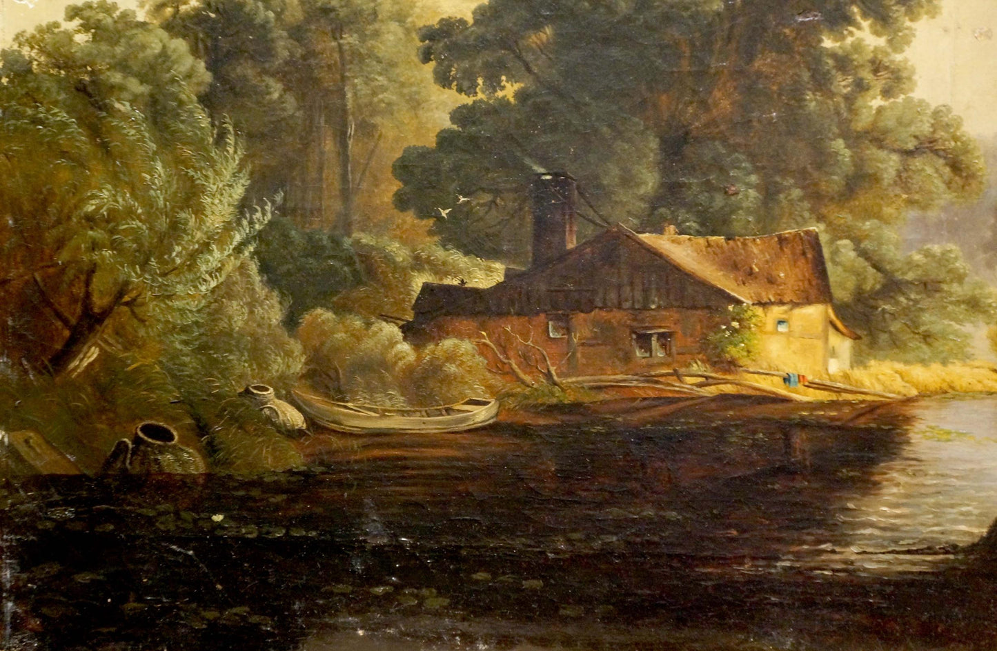 Oil painting Evening Along the River Unknown artist