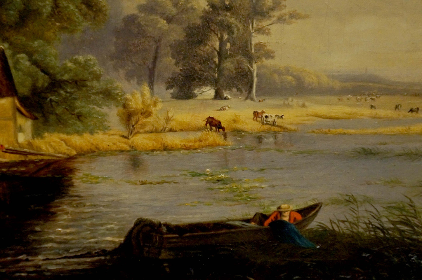 Oil painting Evening Along the River Unknown artist