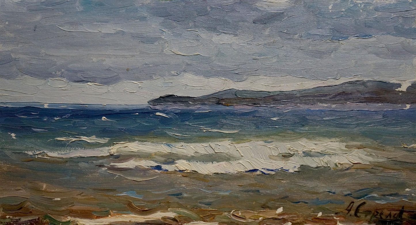 Oil painting Seascape before the storm Arkady Strelov