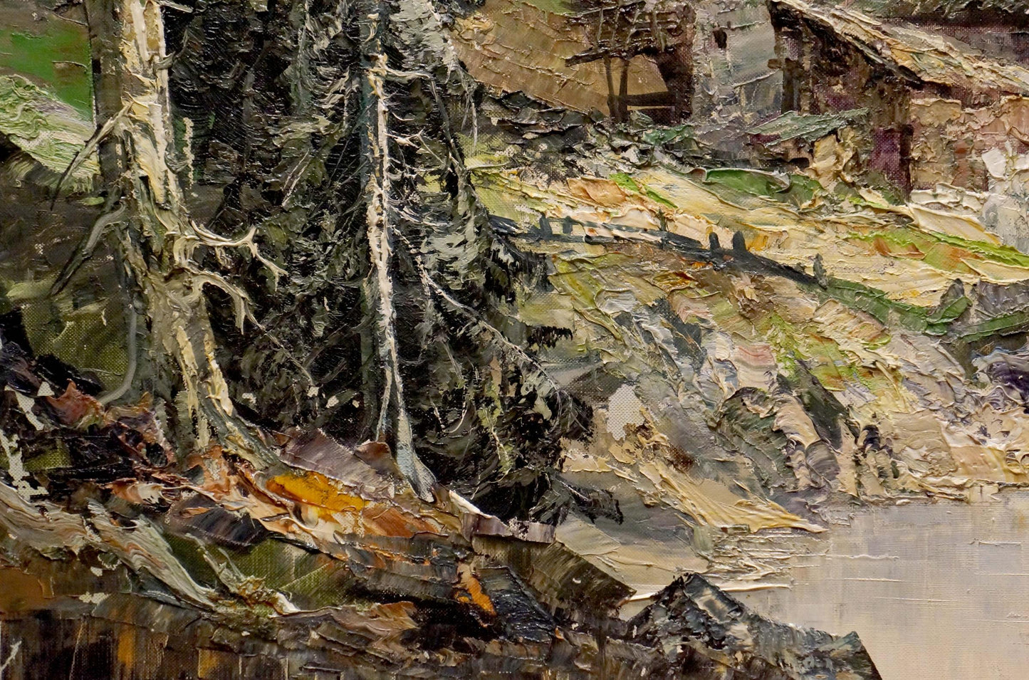 Oil painting Landscape of the village European artist