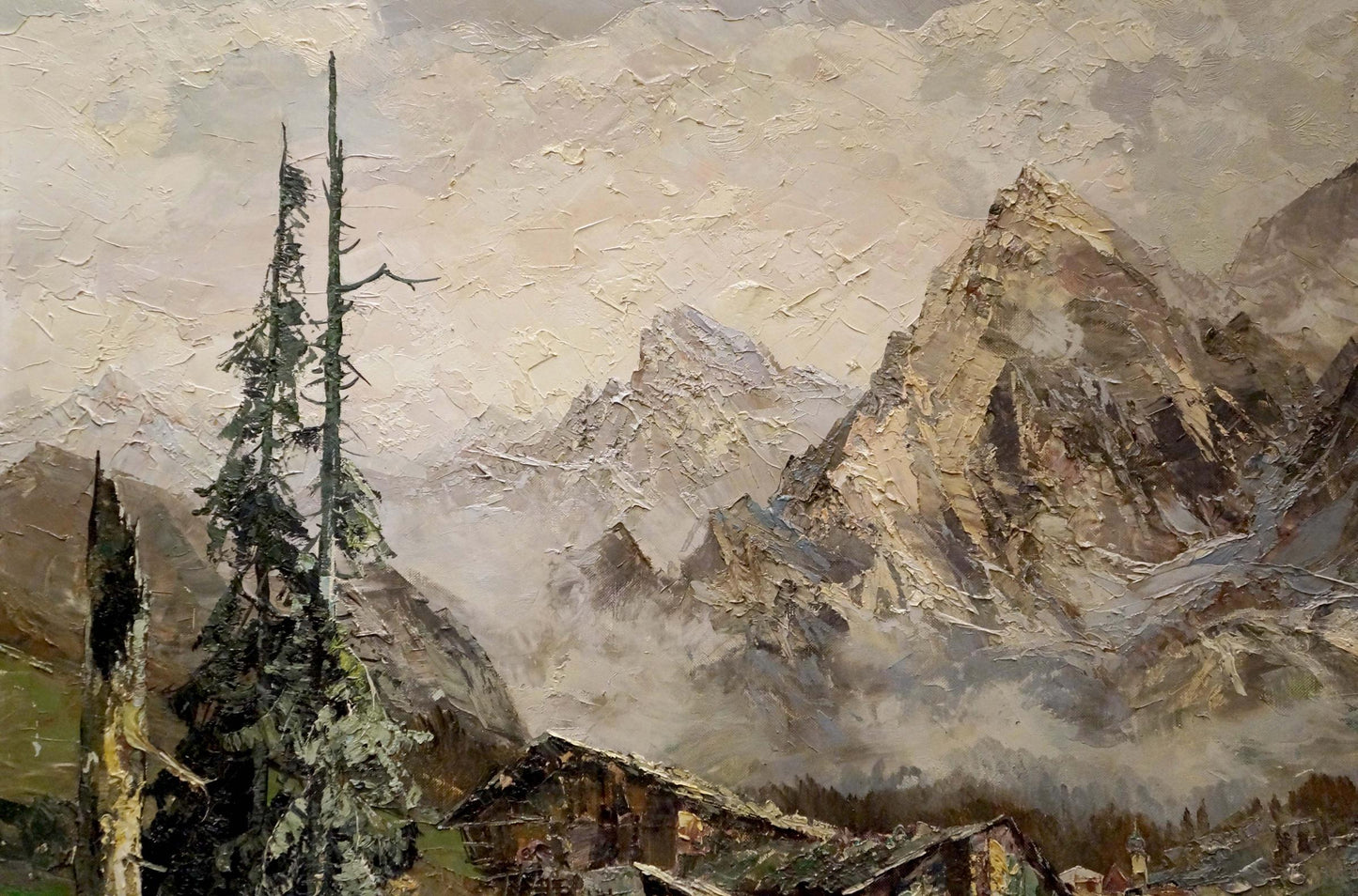 Oil painting Landscape of the village European artist