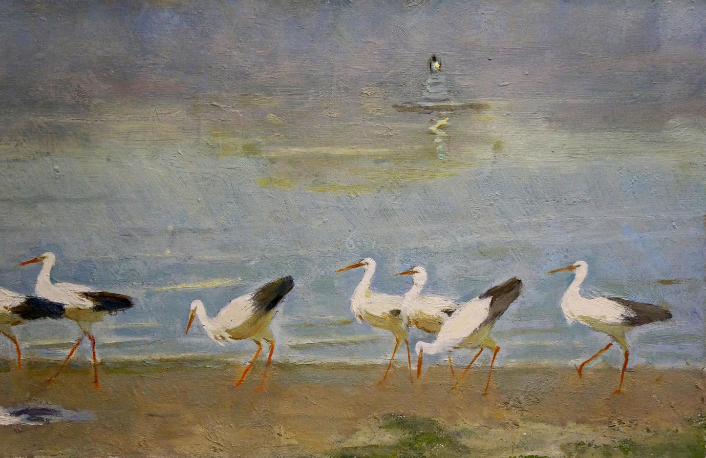 Smirnov's oil artwork, "Gum," illustrating bustling city life.