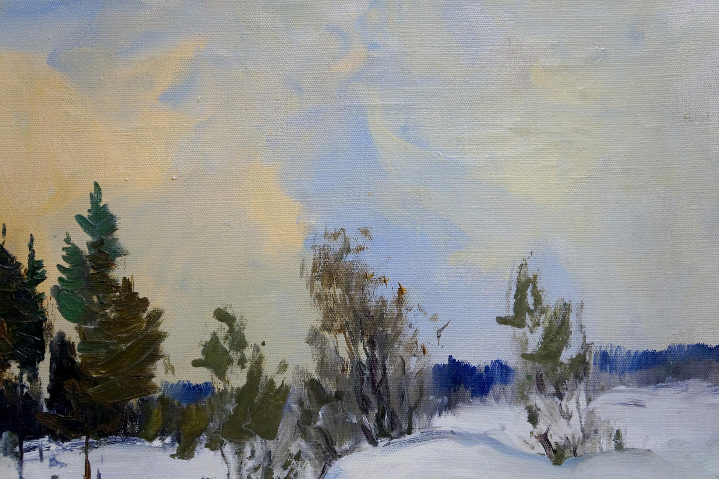 Oil painting Large snowdrifts in the forest Unknown artist