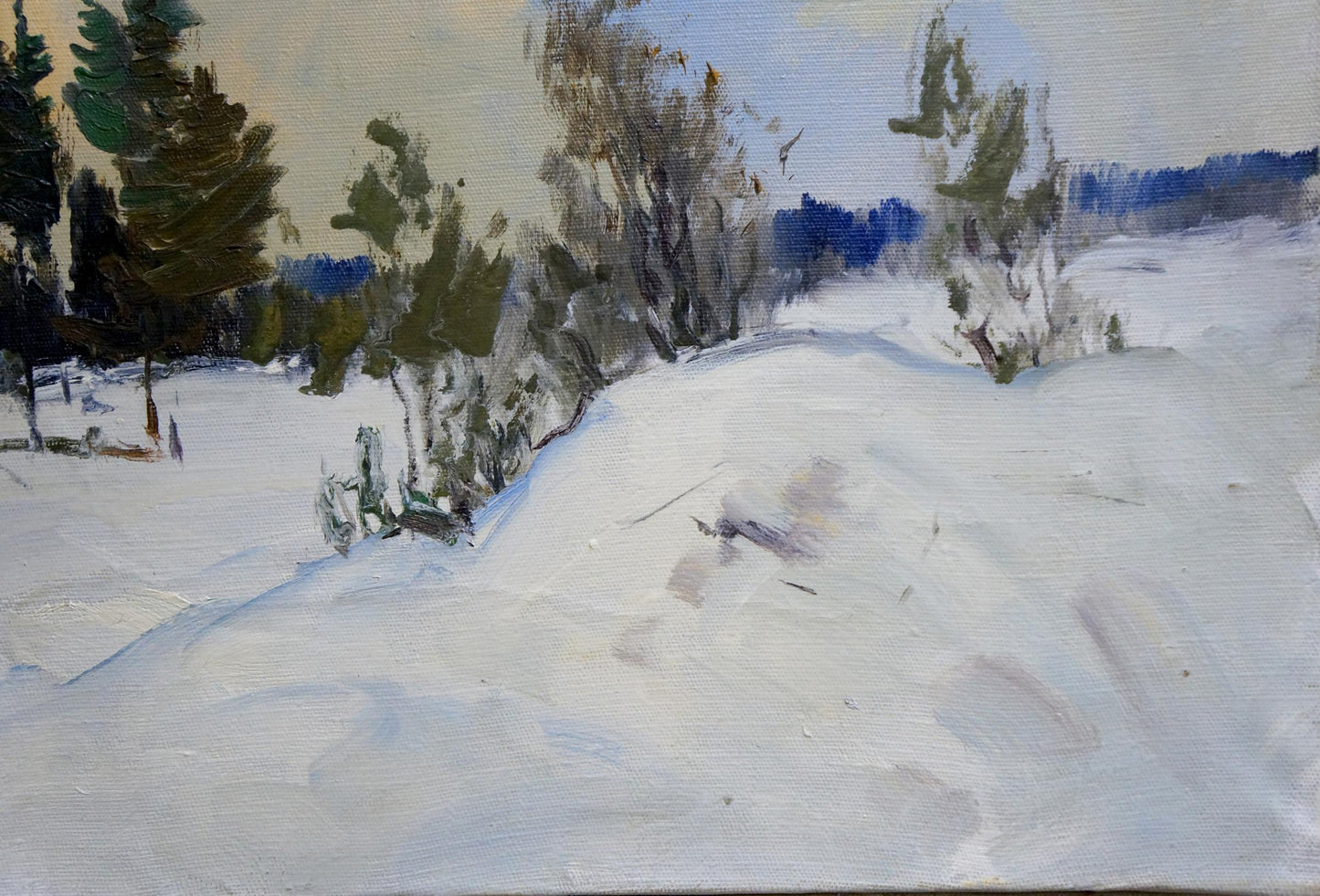 Oil painting Large snowdrifts in the forest Unknown artist