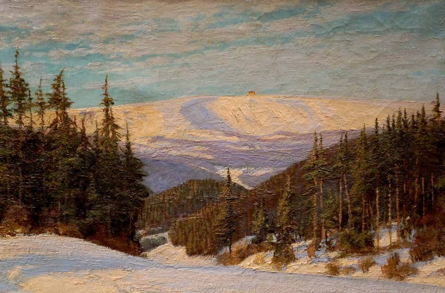 Oil painting Winter landscape Paul Weimann