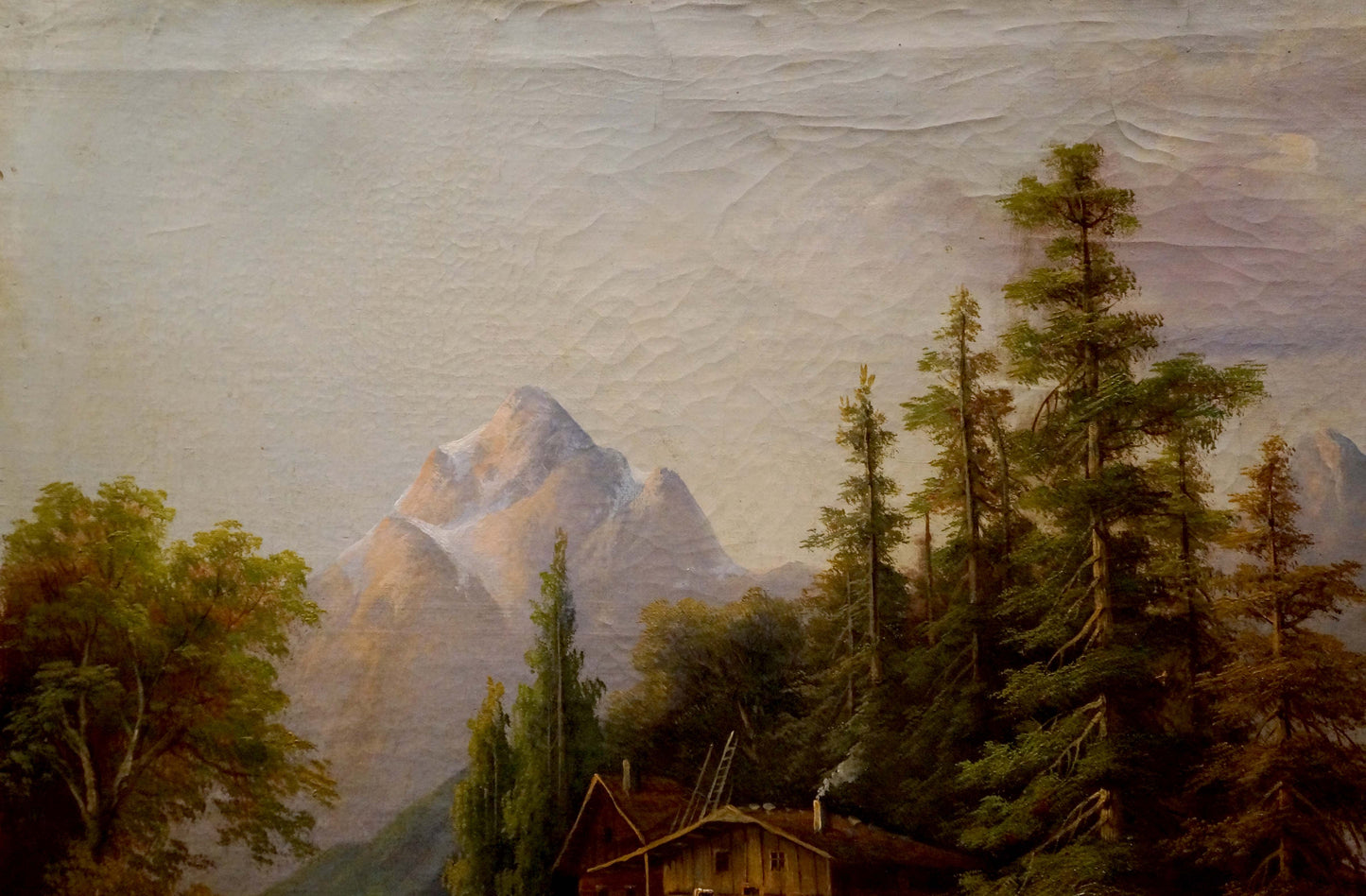 Oil painting Lonely house in the forest A. Webster