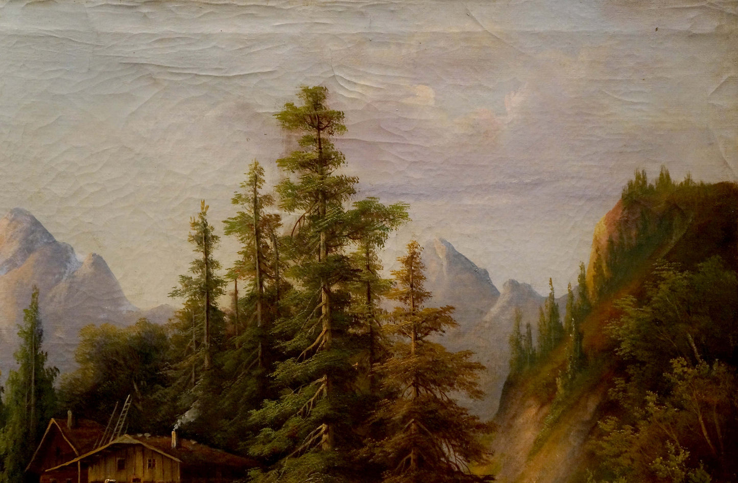 Oil painting Lonely house in the forest A. Webster