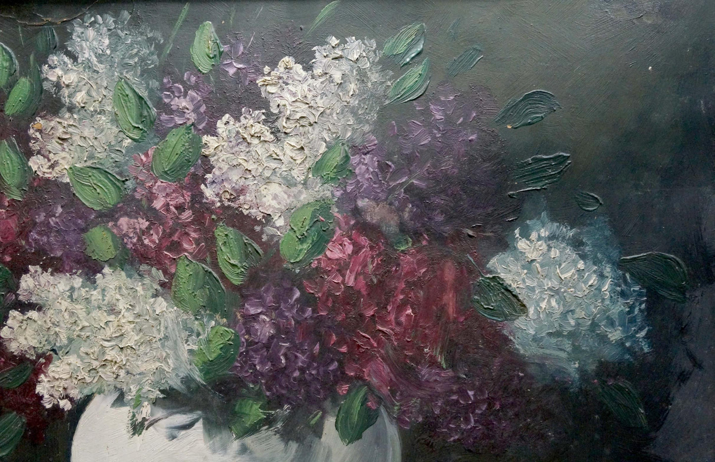 Oil painting Still life with lilacs