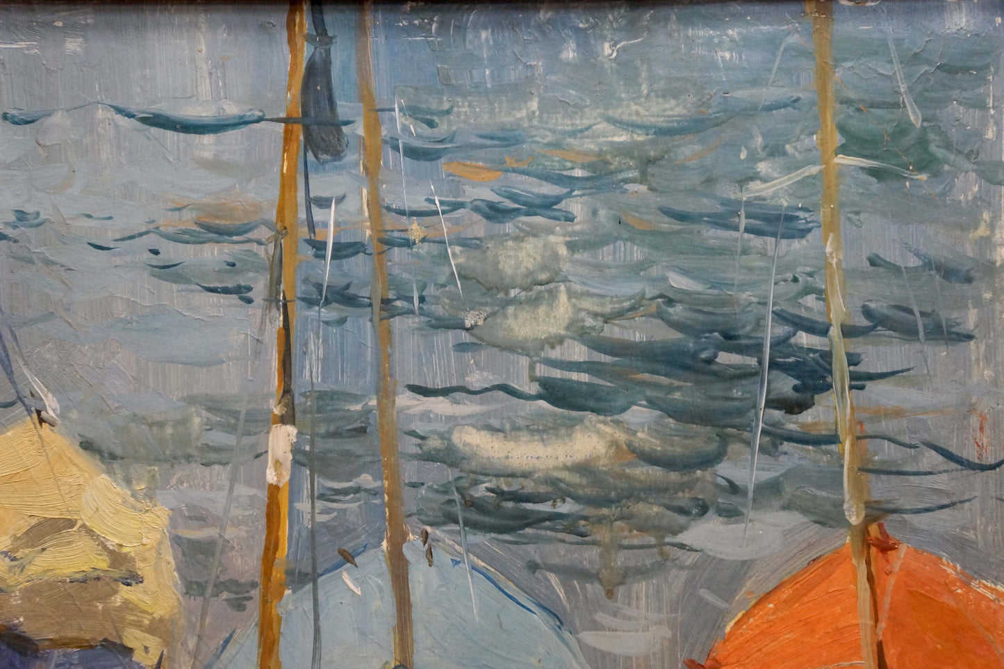 Oil painting Boat in port Afanasyev Vladimir Nikolaevich