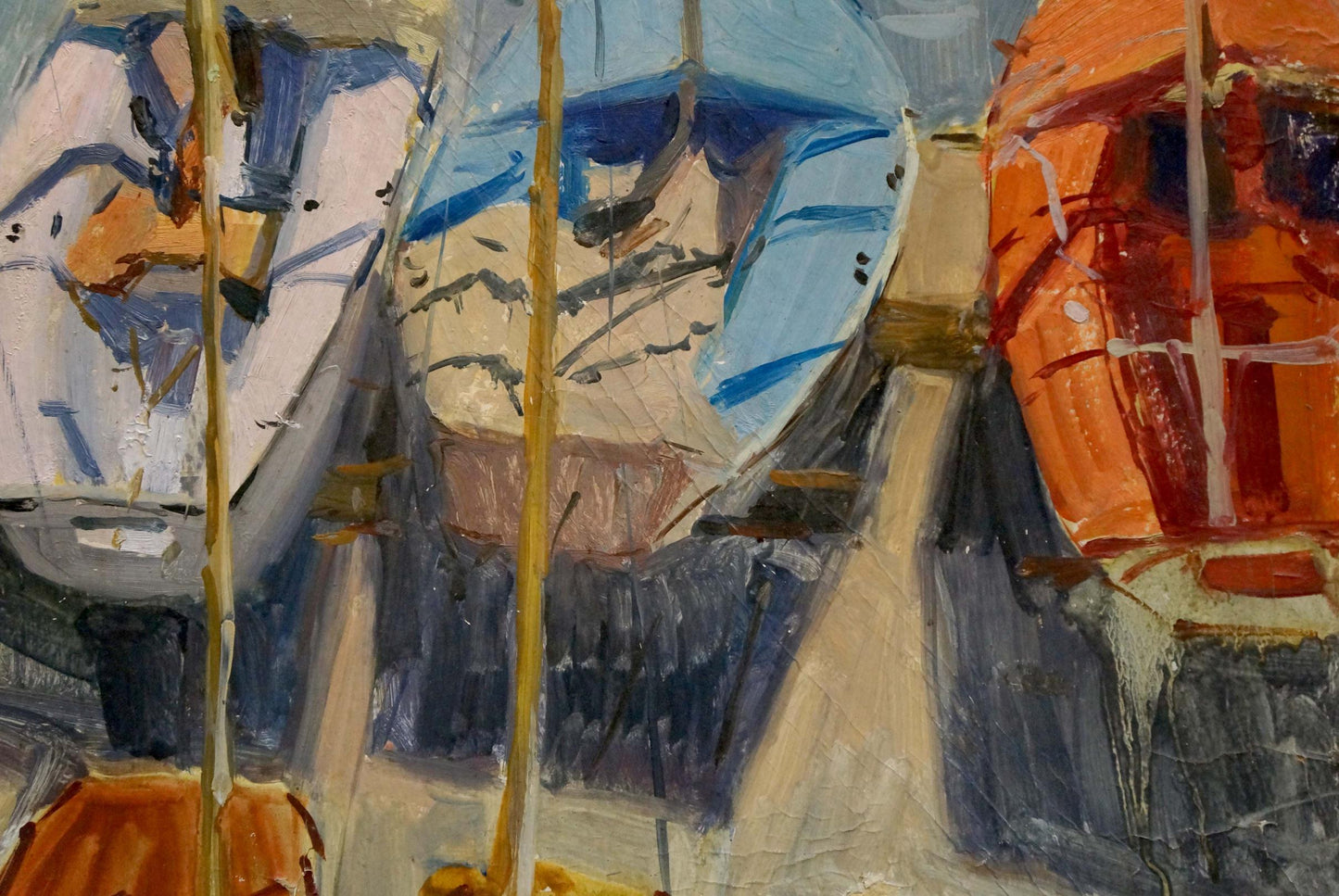 Oil painting Boat in port Afanasyev Vladimir Nikolaevich