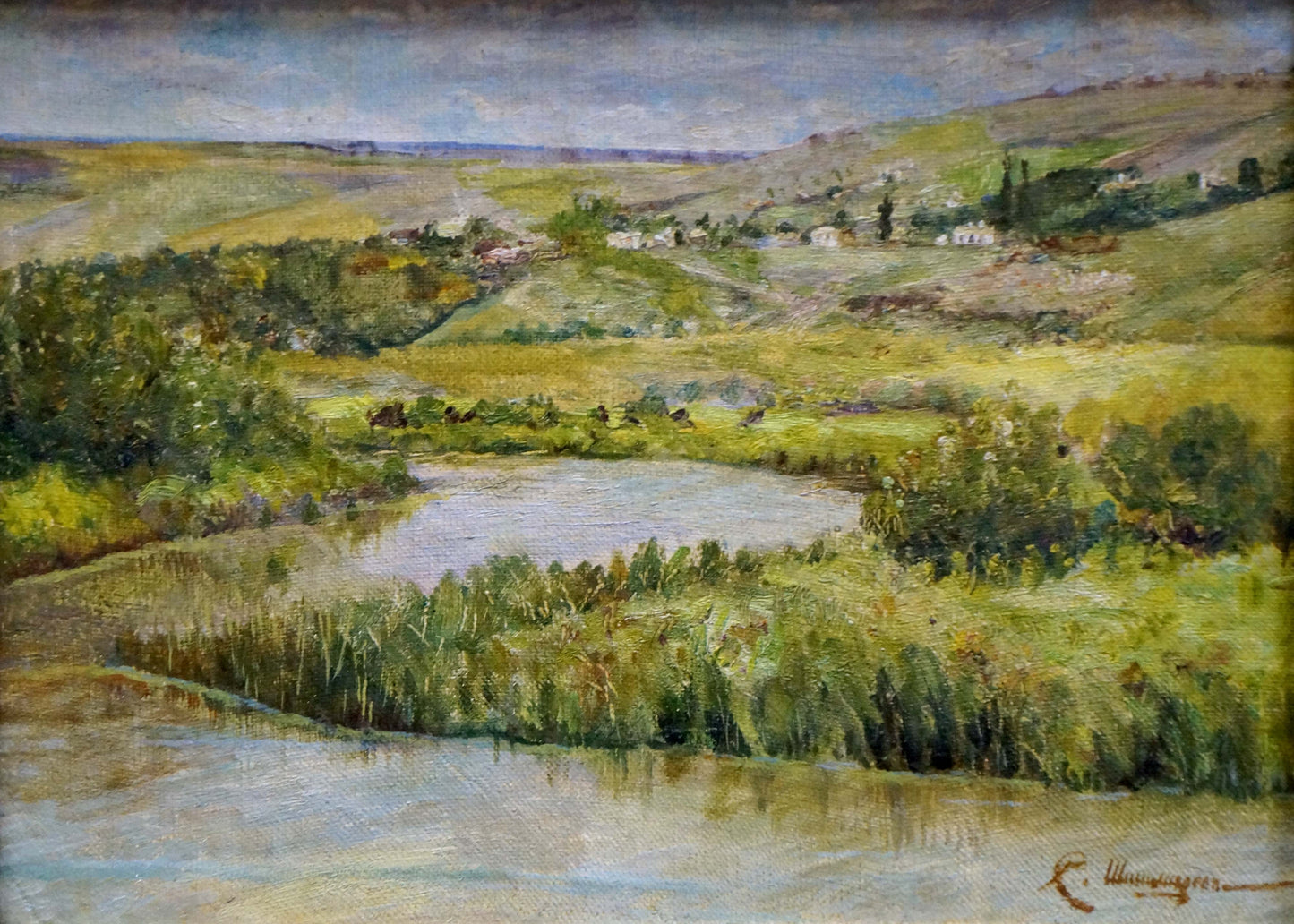 Oil painting Summer landscape