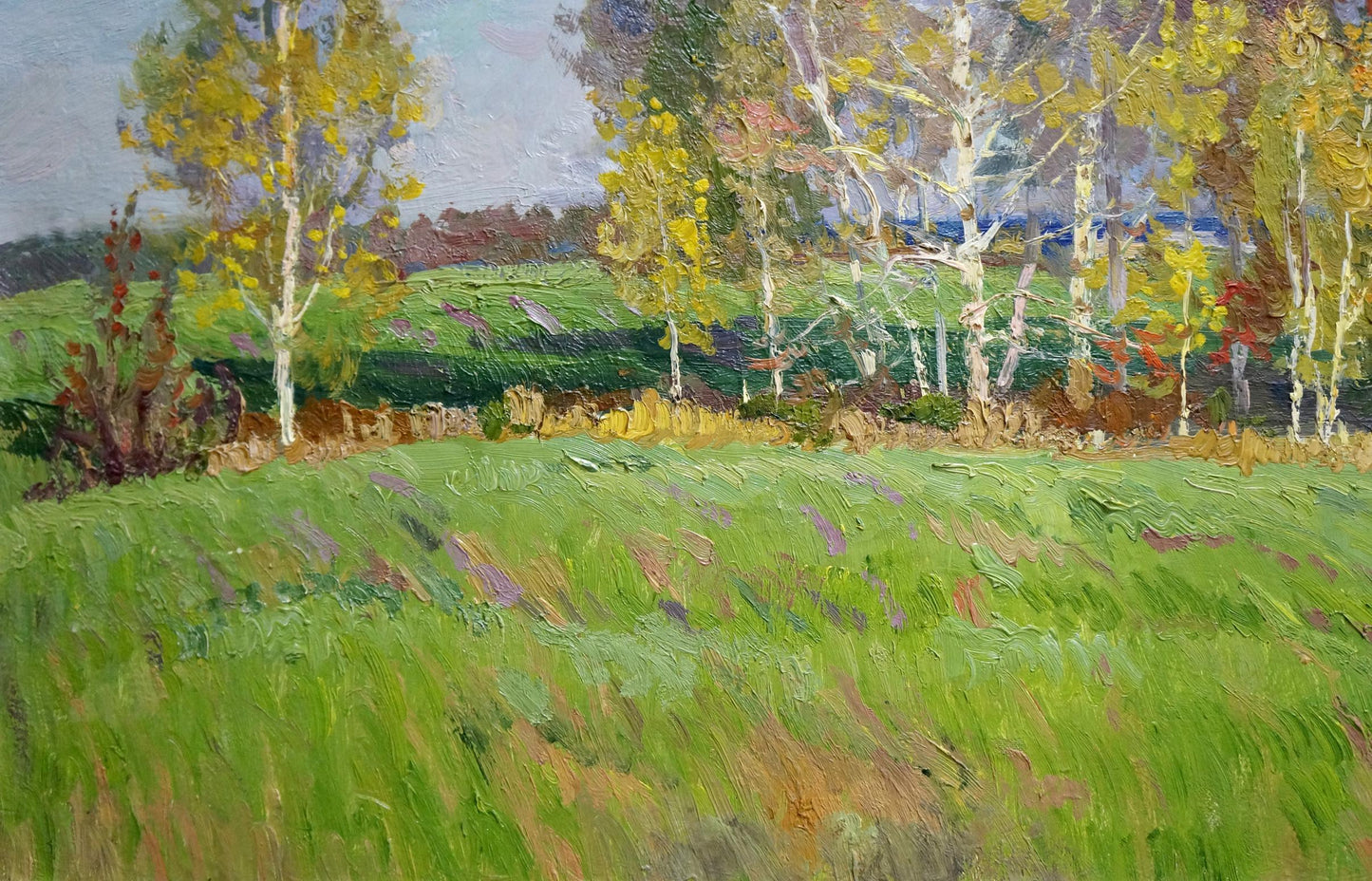 Oil painting Landscape of yellow trees Anatoly Fomin