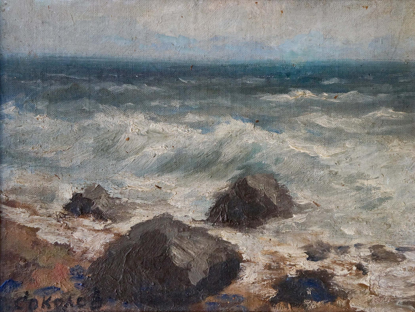 Oil painting Seascape with rocky shore Vasily Sokolov