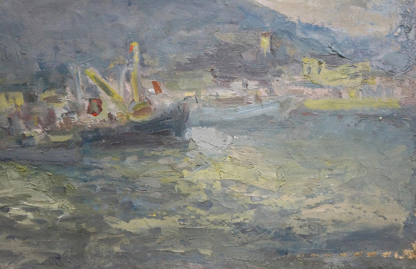 Oil painting showcasing a storm by Vyacheslav Dmitrievich Karelin