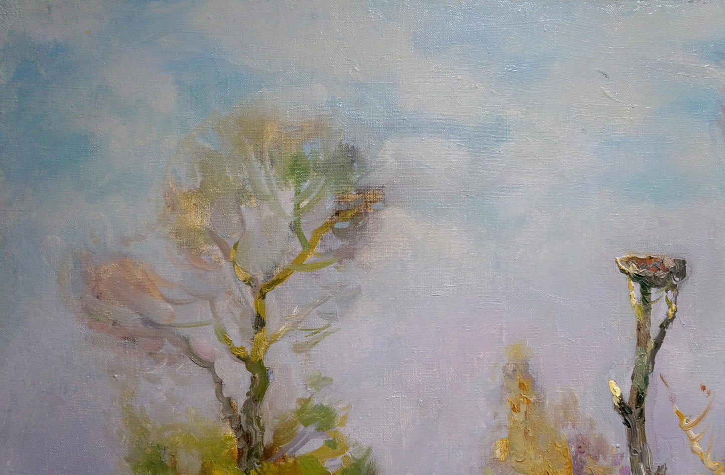 Oil painting Landscape with winter forest Alexander Mynka