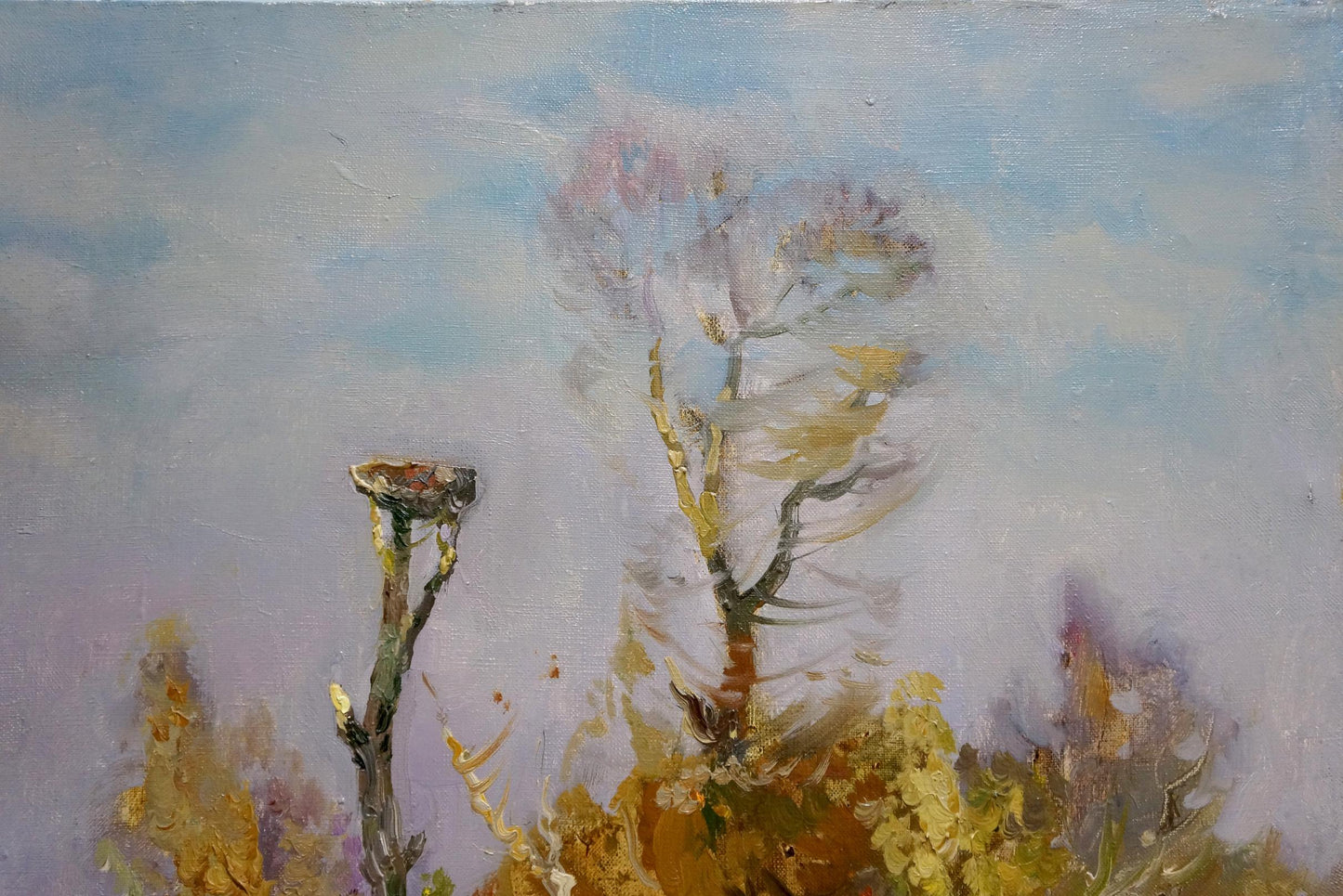 Oil painting Landscape with winter forest Alexander Mynka