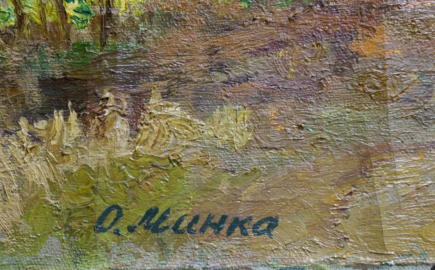 Oil painting Falling golden leaves Alexander Mynka