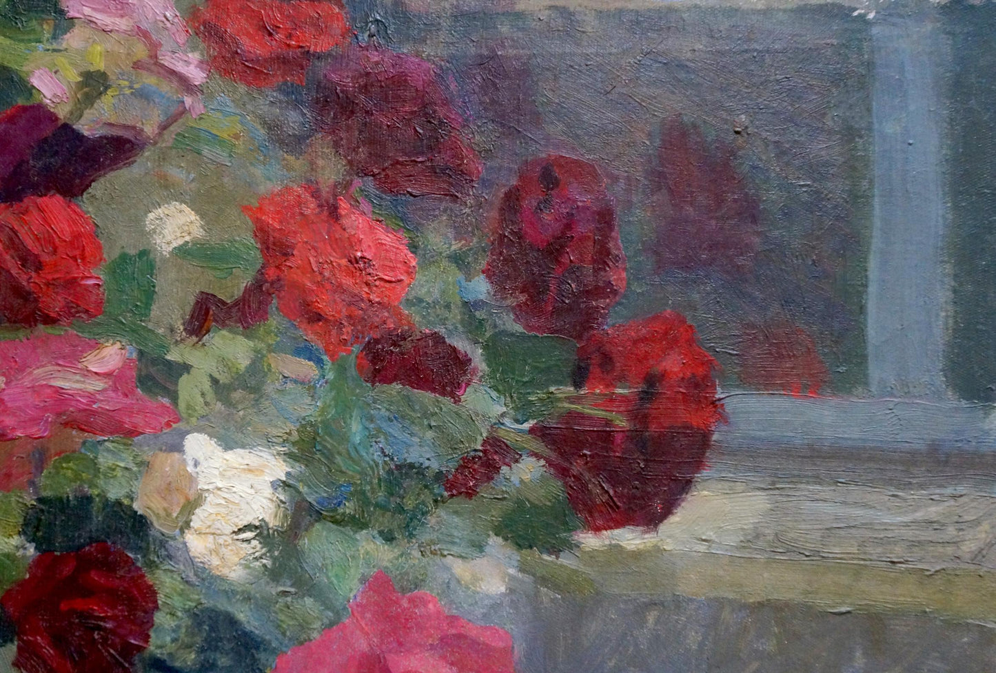 Oil painting Red and white roses Pokulity Konstantin Ivanovich