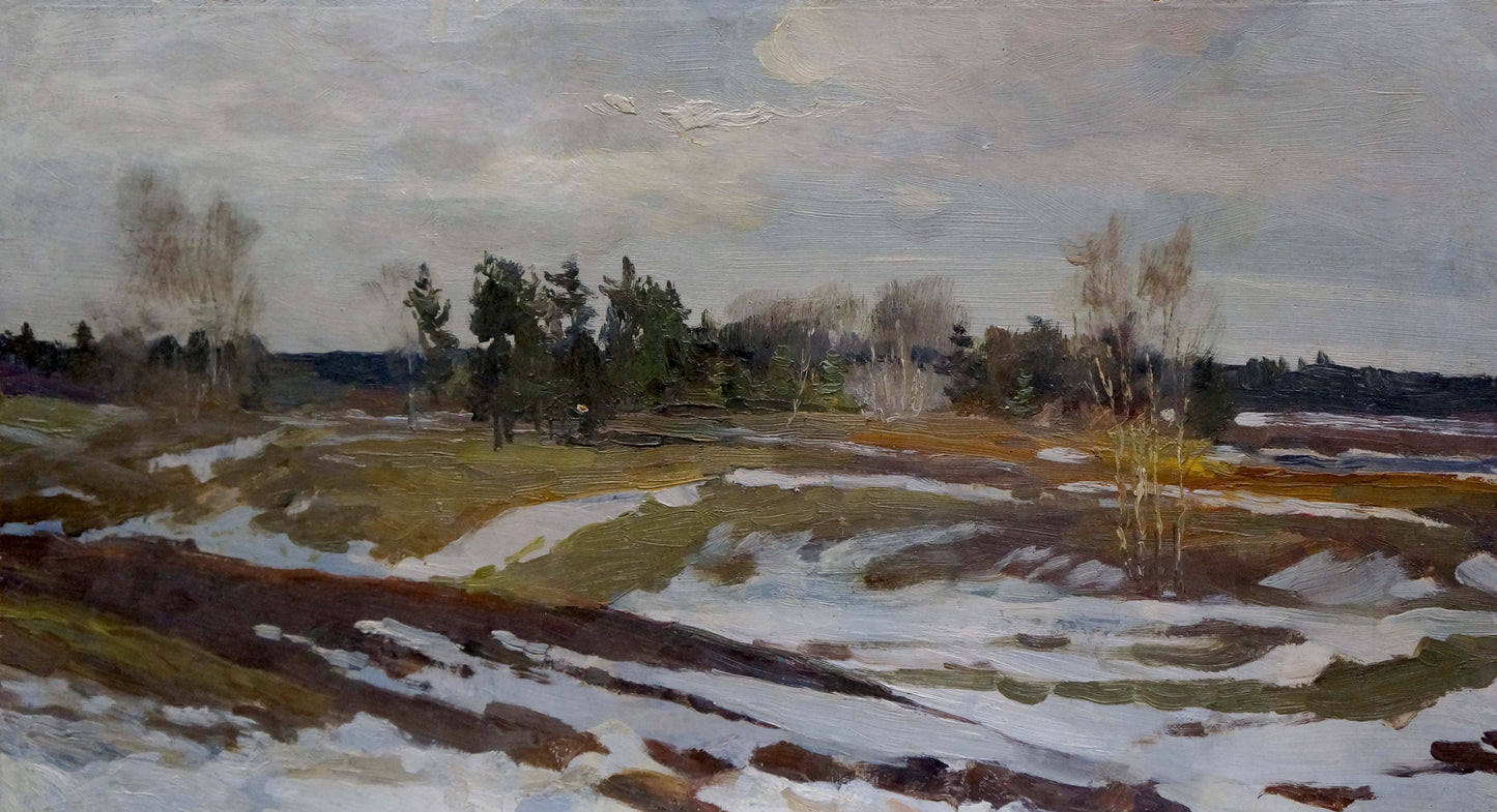 Oil painting Winter landscape Chernyshevsky Petr Akimovich