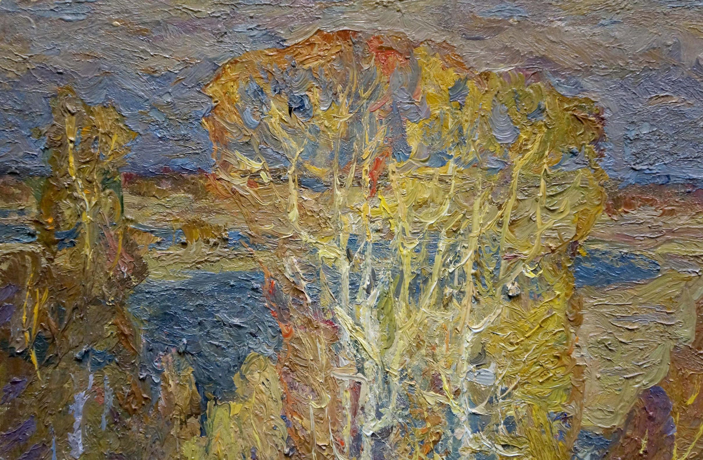 Oil painting Autumn forest by the river Grigory Ruban