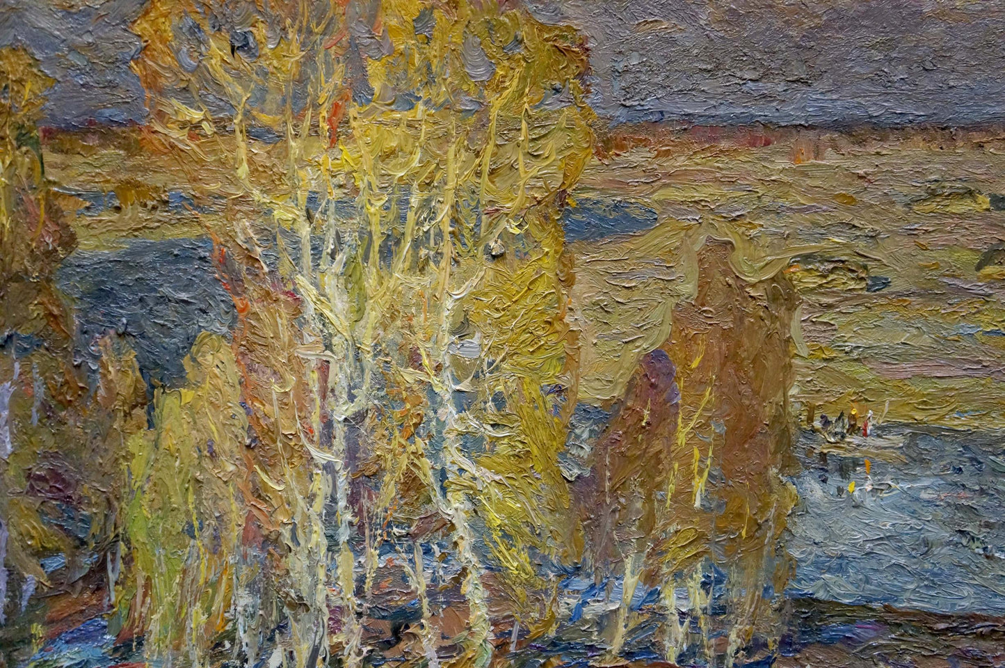 Oil painting Autumn forest by the river Grigory Ruban
